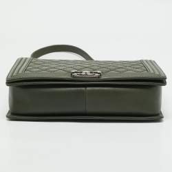 Chanel Military Green Quilted Leather Large Boy Flap Bag