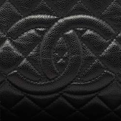 Chanel Black Quilted Caviar Leather CC Timeless Frame Clutch