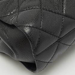 Chanel Black Quilted Caviar Leather CC Timeless Frame Clutch