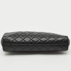 Chanel Black Quilted Caviar Leather CC Timeless Frame Clutch