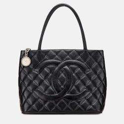 Pre Owned Chanel Black Caviar Medallion Tote