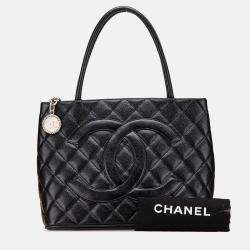 Pre Owned Chanel Black Caviar Medallion Tote