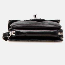 Pre Owned Chanel Black CC Quilted Lambskin Clams Wallet on Chain