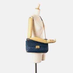 Pre Owned Chanel Navy Blue Large Lambskin Chic With Me Flap