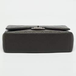 Chanel Dark Grey Quilted Caviar Leather Maxi Classic Double Flap Bag