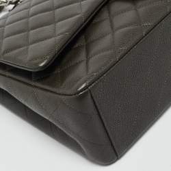 Chanel Dark Grey Quilted Caviar Leather Maxi Classic Double Flap Bag