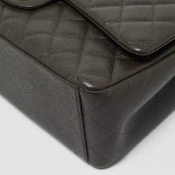 Chanel Dark Grey Quilted Caviar Leather Maxi Classic Double Flap Bag