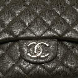 Chanel Dark Grey Quilted Caviar Leather Maxi Classic Double Flap Bag