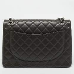 Chanel Dark Grey Quilted Caviar Leather Maxi Classic Double Flap Bag