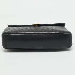 Chanel Black Chevron Leather Coco Envelope Flap Bag