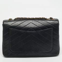 Chanel Black Chevron Leather Coco Envelope Flap Bag