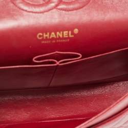 Chanel Red Quilted Caviar Leather East/West Classic Flap Bag