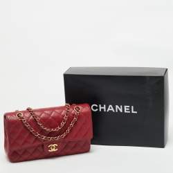 Chanel Red Quilted Caviar Leather East/West Classic Flap Bag