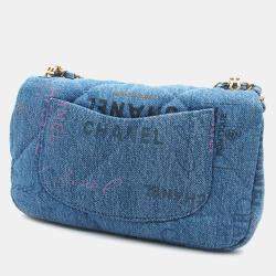 Chanel Blue Mini Rectangular Quilted Denim Mood Flap