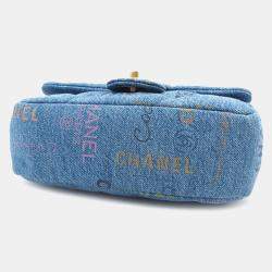 Chanel Blue Mini Rectangular Quilted Denim Mood Flap