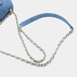 Chanel Blue Mini Rectangular Quilted Denim Mood Flap