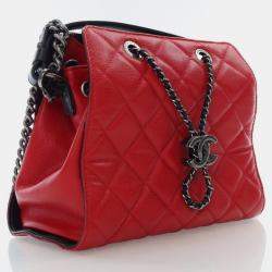 Chanel Small Red Caviar CC Bucket Bag