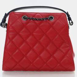 Chanel Small Red Caviar CC Bucket Bag