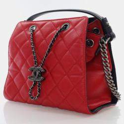 Chanel Small Red Caviar CC Bucket Bag