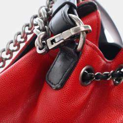 Chanel Small Red Caviar CC Bucket Bag