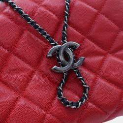 Chanel Small Red Caviar CC Bucket Bag