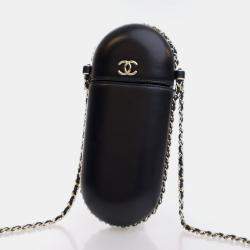 Pre Owned Chanel Chain Around Black Lambskin Phone Holder Bag