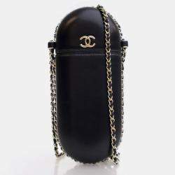 Pre Owned Chanel Chain Around Black Lambskin Phone Holder Bag