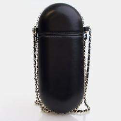 Pre Owned Chanel Chain Around Black Lambskin Phone Holder Bag
