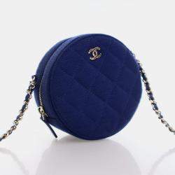 Chanel Round Blue Mixed Fibre Clutch Bag