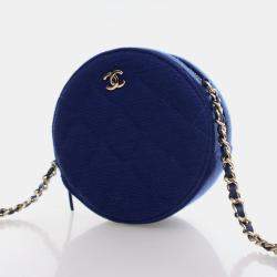 Chanel Round Blue Mixed Fibre Clutch Bag