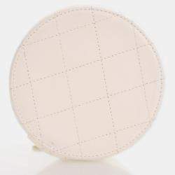 Pre Owned Chanel Round Vanity Small White Lambskin Crossbody Bag
