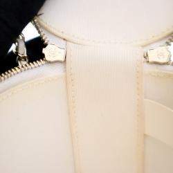 Pre Owned Chanel Round Vanity Small White Lambskin Crossbody Bag