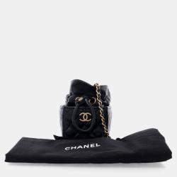 Chanel Drawstring Mini Black Lambskin Bucket Bag