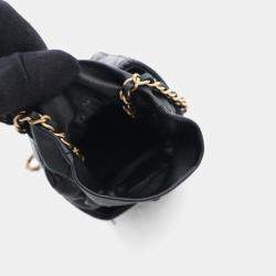 Chanel Drawstring Mini Black Lambskin Bucket Bag