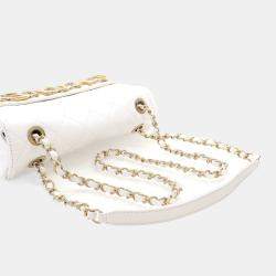 Chanel Medium White Calfskin Logo Enchained Flap Bag