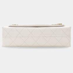 Chanel Medium White Calfskin Logo Enchained Flap Bag
