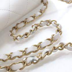 Chanel Medium White Calfskin Logo Enchained Flap Bag