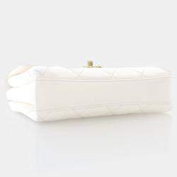 Chanel CC Crystal Logo Mini White Lambskin Shoulder Bag