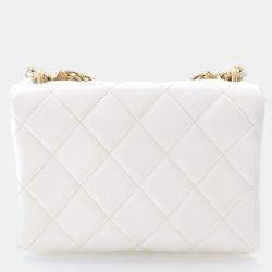 Chanel CC Crystal Logo Mini White Lambskin Shoulder Bag