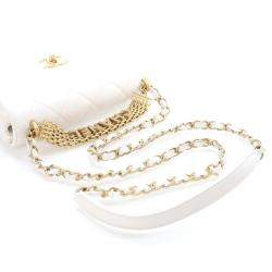 Chanel CC Crystal Logo Mini White Lambskin Shoulder Bag