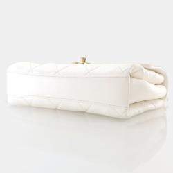 Chanel CC Crystal Logo Mini White Lambskin Shoulder Bag