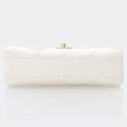 Chanel CC Crystal Logo Mini White Lambskin Shoulder Bag