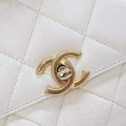 Chanel CC Crystal Logo Mini White Lambskin Shoulder Bag