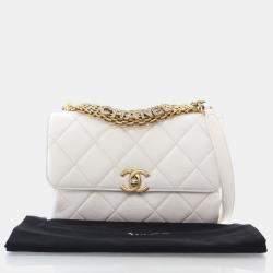 Chanel CC Crystal Logo Mini White Lambskin Shoulder Bag