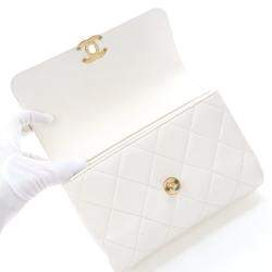 Chanel CC Crystal Logo Mini White Lambskin Shoulder Bag