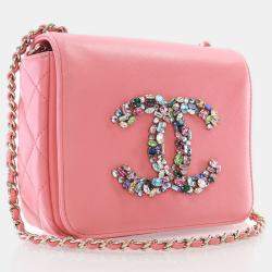Chanel Giant Crystal CC Mini Pink Lambskin Flap Bag