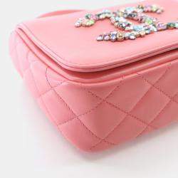 Chanel Giant Crystal CC Mini Pink Lambskin Flap Bag