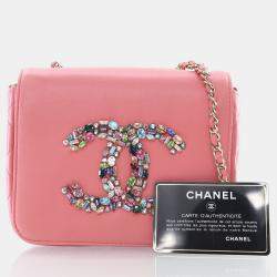 Chanel Giant Crystal CC Mini Pink Lambskin Flap Bag
