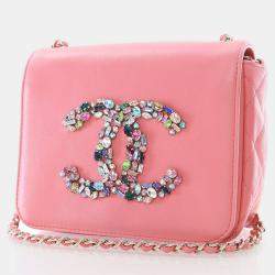 Chanel Giant Crystal CC Mini Pink Lambskin Flap Bag