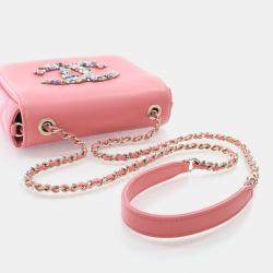 Chanel Giant Crystal CC Mini Pink Lambskin Flap Bag